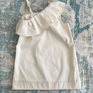 Crewcuts Cream One-Shoulder Ruffle Dress